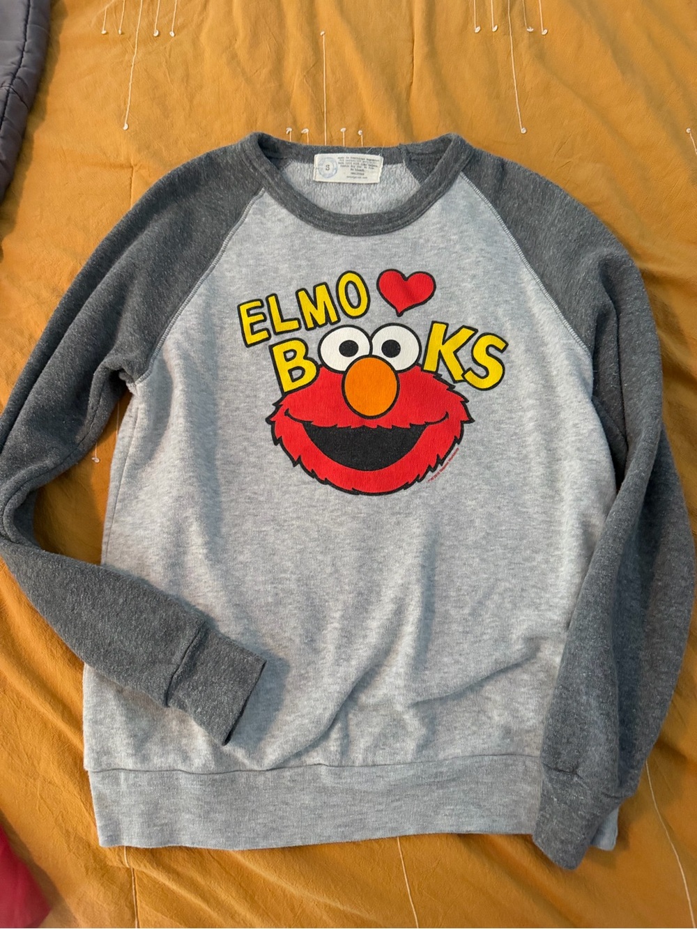 Out of Print Gray & Dark Gray Elmo Books Raglan Sweatshirt